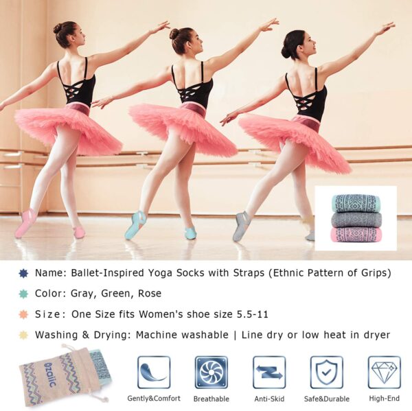 Ozaiic Yoga Socks for Women Non-Slip Grips & Straps, Ideal for Pilates, Pure Barre, Ballet, Dance, Barefoot Workout