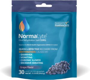 NormaLyte Oral Rehydration Salts Helps dietary management of POTS Syndrome symptoms- 1 Pouches -30 Sticks (Yields 500mL per Pack)-Grapes| Energy Supplements, Potassium Supplement, Dehydration Recovery