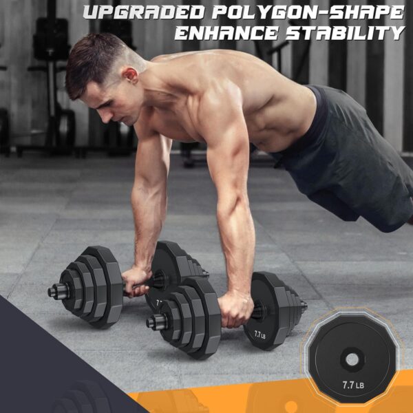 71zWnBy4scL._AC_SL1500_.jpg KISS GOLD Weights Dumbbells Set, Adjustable Dumbbell Sets 22Lbs 44Lbs 66Lbs 88Lbs with Solid Steel, Barbell Free Weight Set with Connector Workout Home Gym Equipment for Men Women Strength Training Shaping