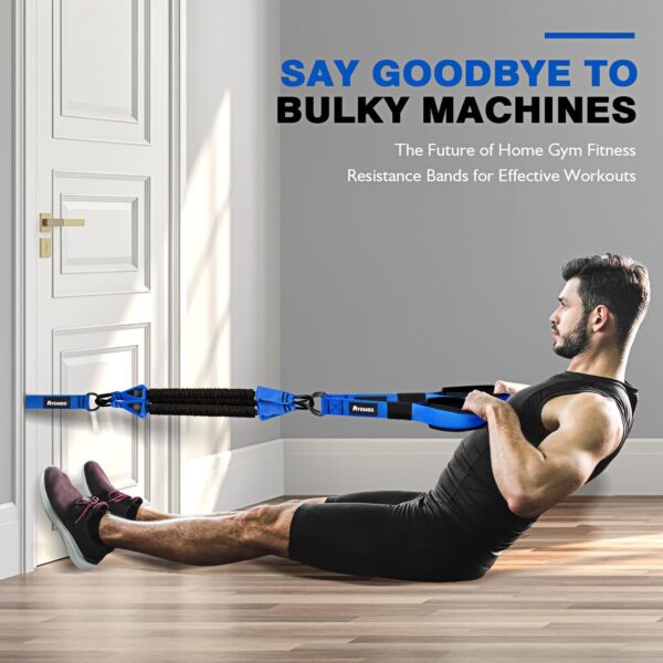 Home Gym Workout Equipment, Heavy Resistance Bands with Handles, Door Anchor, Tricep Rope Pull Down Attachment for Triceps, Biceps, Arms, Chest, Back, Abs Exercise, Best Replacement for Cable Machines