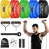 Resistance Bands Set (12pcs), Workout Bands with Handles, Door Anchor, Ankle Straps and Carry Bag, Exercise Bands for Shape Body and Home Workouts