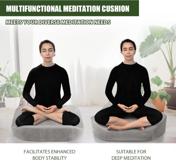 Meditation Cushion - Floor Pillow For Women,Large Comfortable Meditation Pillow, Foam Floor Cushion Seating For Adults - Premium Yoga Pillows For Adults Meditation Gifts For Women,Men,Gray