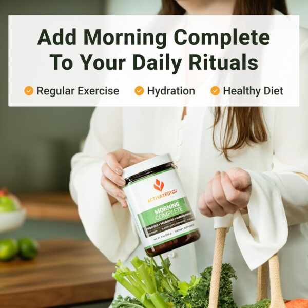 ACTIVATEDYOU Morning Complete Daily Wellness Greens Superfood Drink Mix for Gut Health w/Prebiotics, Probiotics, Antioxidants, Green Superfoods, 10 Billion CFUs, 30 Servings (Apple Cinnamon)