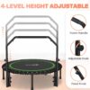 BCAN 450/550 LBS Foldable Mini Trampoline, 40"/48" Fitness Trampoline with Bungees, U Shape Adjustable Foam Handle, Stable & Quiet Exercise Rebounder for Adults Indoor/Outdoor Workout