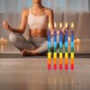 Mega Candles 10 pcs Unscented Multi Color Straight Taper Chakra Candles, Hand Poured Premium Wax Candle 12 Inch x 1 Inch, 100% Cotton Wick, Positive Healing Energy, Meditation, Relaxation, Reiki, Yoga