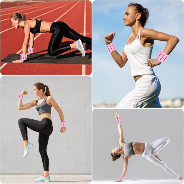 Pilates Wrist ＆ Ankle Weights for Women 1 Pair (1lb/2lb/4lb) Adjustable Wrist Weights to Increase Training Intensity, Yoga Pilates, Dance Ballet, Walking, Running
