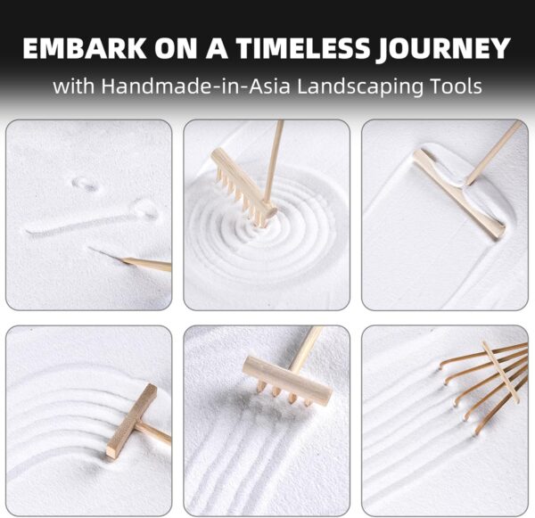 Zen Garden Kit 11x8 with White Sand Japanese Mini Beach Zen Sand Artificial Bonsai Tree Rocks Rakes and Accessories for Prayer,Home,Office Desk Zen Sand Garden,Sand Tray Meditation Room