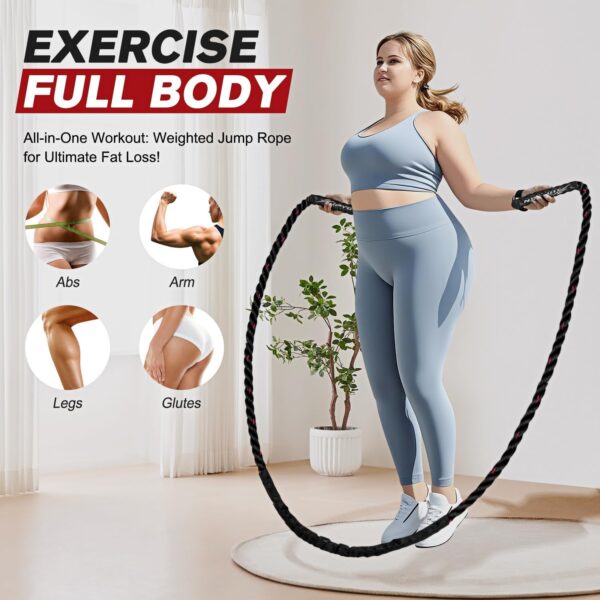 Jump Rope, Weighted Jump Ropes for Men women, 2.8lb 3.8lb 5lb Heavy Skipping Rope for Exercise, Adult Jumpropes for Home Workout, Boxing, Cardio, Improve Strength, Total Body Workout Equipment