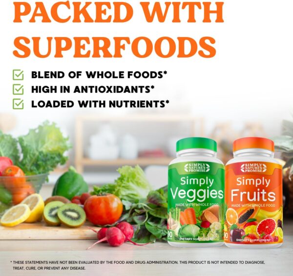 Simply Nature's Promise - Packed with Over 40 Different Fruits & Vegetables - 4 Month Supply- Made with Whole Food Superfoods - with Aloe Vera – 100% Soy Free - 720 Capsules