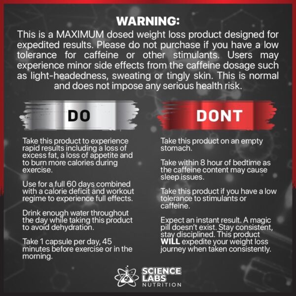 Science Labs | #1 Dosed Appetite Suppressant Weight Loss Pills for Women & Men | Belly Fat Burner Supplement, Metabolism Booster, Carb Blocker | Diet Pills That Work Fast - 60 Servings