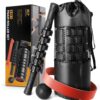 5 in1 Foam Roller Set, Trigger Point Foam Rollers, Massage Roller Stick, Massage Ball, Resistance Band for Deep Muscle Massage Pilates Yoga,Fitness Exercise for Whole Body (Black-Red)