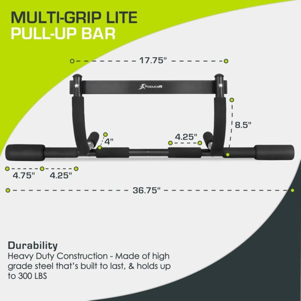 ProsourceFit Wall-Mounted Pull-Up / Chin-Up Bar, Heavy Duty 300 lb. Capacity, Black