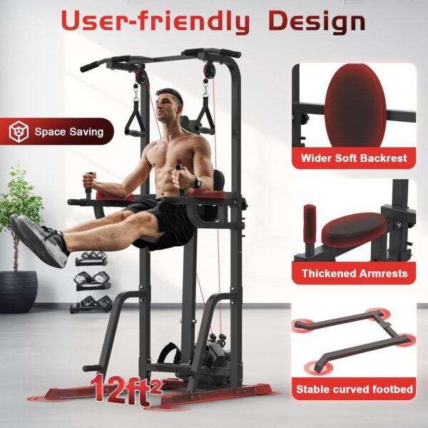 Compact Home Gym, Foldable Rowing Machines for Home, Strength Training with Pull Up Station, Power Rack, Dip Station for Full Body Home Workout