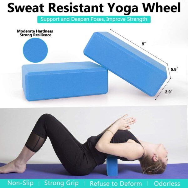 Yoga Wheel Set (11-in-1),Yoga Wheel Back Wheel for Back Pain, Yoga Blocks 2 Pack with Strap, Resistance Bands,Yoga Wheel Bag, Jump Rope, Perfect Yoga Accessory for Stretching and Improving Backbends