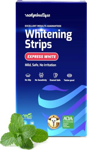 Whitening Strips Care Enamel Safe Natural Teeth Whitener Kit for Men Women (Mint 28 Strips)