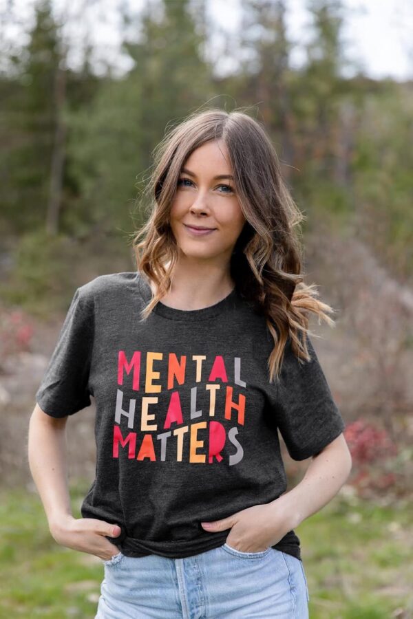 LOTUCY Mental Health Matters T Shirt Women Funny Therapist Psychologist Tee Shirt Human Brain Illness Awareness Tops