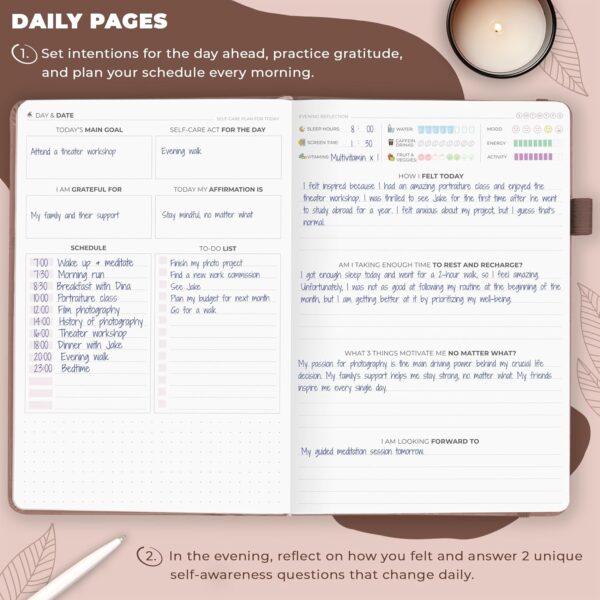 Clever Fox Self-Care Journal – Daily Reflection Notebook – Mental Health & Personal Development Planner, Meditation & Mood Log, A5 (Dark Terracotta)