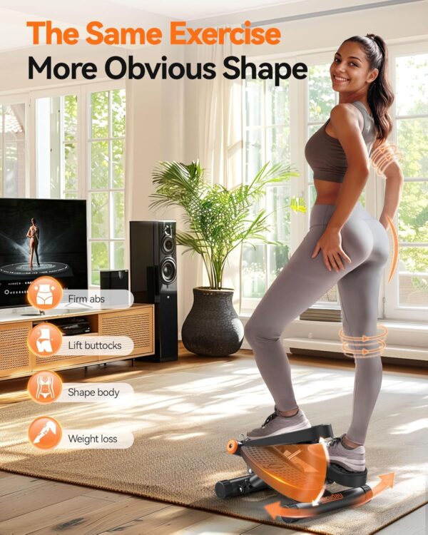 Niceday Twist Stepper for Exercise at Home, Mini Stair Stepper with Resistance Bands at Home Workout Equipment with 300LBS Loading Capacity, Hydraulic Fitness Stepper with LCD Monitor Gray