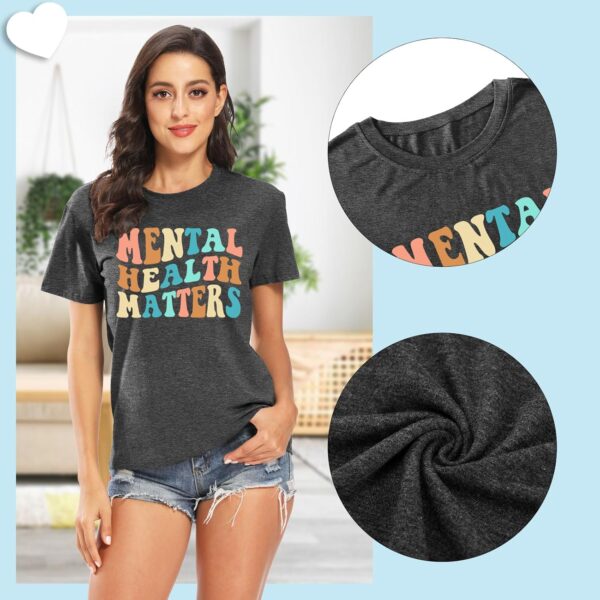 81Cas1fIOL._AC_SL1500_.jpg Mental Health Matters Shirt for Women Be Kind Shirt Therapist Shirt Positive Short Sleeve Psychologist Tee Tops