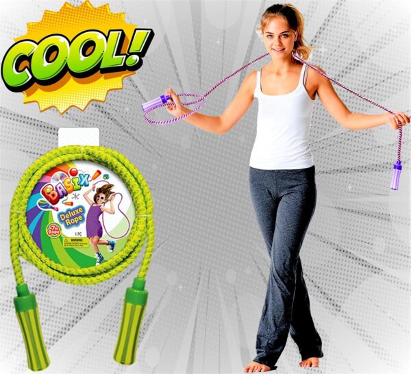 JA-RU Nylon Braided Jump Rope for Kids 7 Ft. (Ropes Assorted) Skipping Rope w/Handle. Exercise Equipment & Outside Activities for Kids. Bulk Gymnastics Party Favors. 758