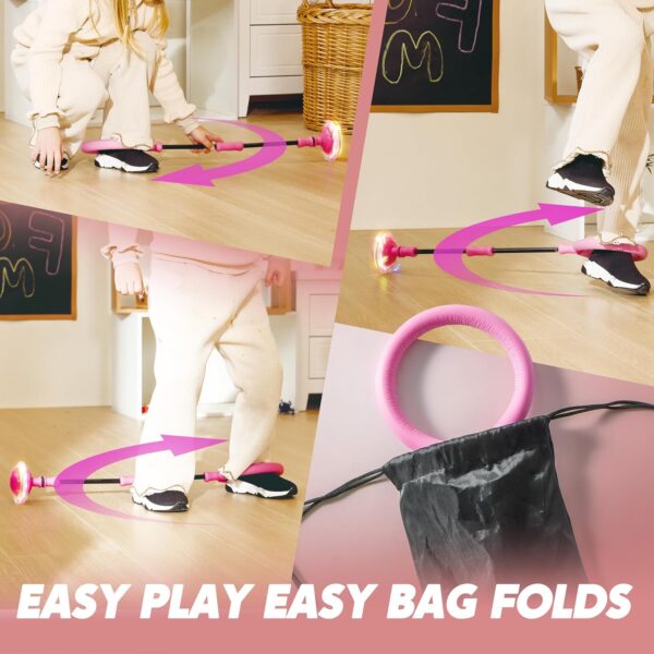 JOYIN Pink Ankle Skip Ball with Flashing Lights, Skip it Toy for Kids Indoor & Outdoor, Flashing Swing Ball Foldable Sports Toy, Birthday Gifts for Kids 3 4 5 +