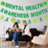 Mental Health Awareness Month Banner No DIY Glitter Green Mental Health Awareness Month Bulletin Board Decorations for School Classroom Outdoor May Mental Health Month Party Supplies