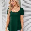 Amoretu Womens Scoop Neck Tshirt Short Sleeve Shirts Swing Tunic Tops Loose Fit