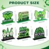 Amyhill 6 Pcs Mental Health Awareness Month Green Standing Block Sign Wooden Standing Table Centerpieces Motivational Green Ribbon Table Signs Decorations for Office Charity Party Supplies