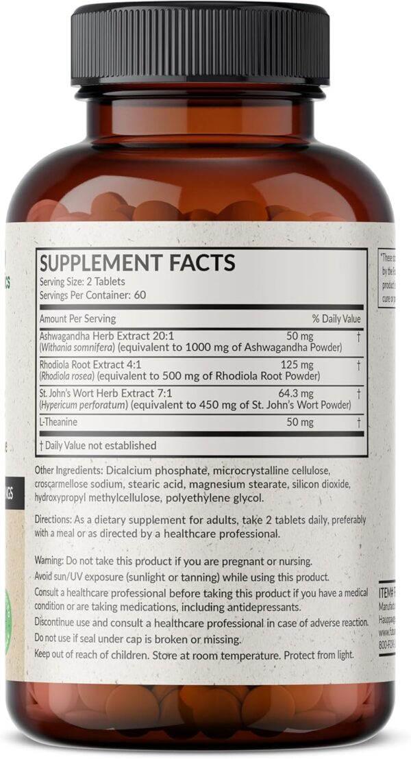 Futurebiotics Chill Pill + Ashwagandha, Rhodiola, St. John’s Wort, & L-Theanine - Non-GMO, 120 Vegetarian Tablets