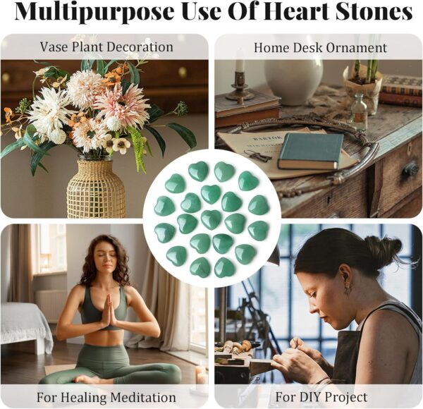 20PCS Green Aventrine Heart Healing Crystals Set Stones Love Shaped Polished Crystal Natural Cute Pocket Thumb Reiki Wholesale Set Gifts Balancing Meditation