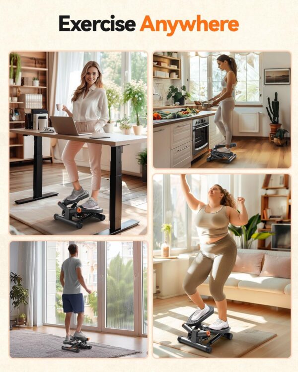 Niceday Twist Stepper for Exercise at Home, Mini Stair Stepper with Resistance Bands at Home Workout Equipment with 300LBS Loading Capacity, Hydraulic Fitness Stepper with LCD Monitor Gray