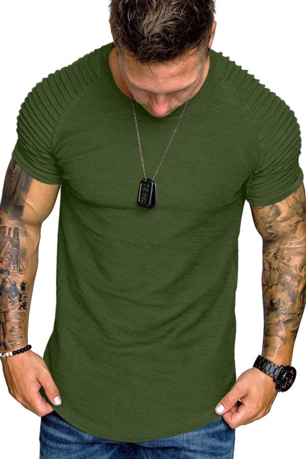 COOFANDY Men's Muscle T-Shirt Pleated Raglan Sleeve Bodybuilding Gym Tee Short Sleeve Fashion Workout Shirts Hipster Shirt