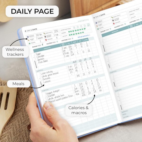 Clever Fox Food Journal - Daily Food Diary, Meal Planner to Track Calories & Nutrients, Weight Tracker Notebook, A5 (Light Blue)
