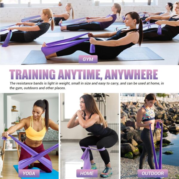 Resistance Bands for Physical Therapy Women, Extended Exercise Stretch Bands for Yoga, Pilates, Rehab, Fitness and Strength Training, Elastic Workout Bands with Training Poster