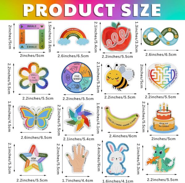 144 Pcs Calm Anxiety Sensory Stickers Textured Sensory Strips Stickers Mindfulness Relief Mental Health for Kids Rainbow Apple Animals Anxiety Relief for Teens Adults Office School Desk Supply