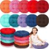 Thyle 10 Pcs Meditation Floor Cushion Bulk Meditation Floor Pillow Classroom Cushions 15.8" Flexible Tatami Floor Cushions Soft Thick Yoga Chair Seating for Adults Home (Assorted Colors,Round)