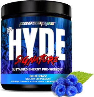 PROSUPPS Mr. Hyde Signature Pre Workout with Creatine, Beta Alanine, TeaCrine and Caffeine for Sustained Energy, Focus Pumps - Endurance Energy Drink Men Women (Blue Razz, 30 Servings)