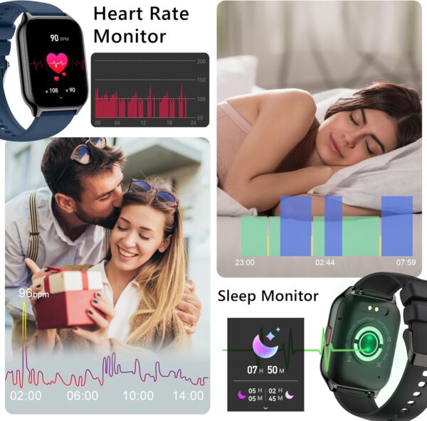 Smart Watch for Women Men(Dial/Answer Calls), 2.0" Fitness Tracker Watch with Heart Rate/Blood Pressure/Blood Oxygen Monitor for Android iOS