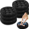 Jerify Round Floor Pillows Cushions 22 x 22 Inch Meditation Floor Pillow Large Floor Pillow for Kids Adults Meditation Cushion Large Pillows for Floor Seating Gift for Christmas (Black,6 Pcs)