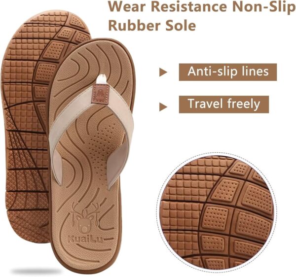 KuaiLu Women's Non-Slip Casual Arch Support Flip Flops Comfortable Summer Beach Thong Sandals
