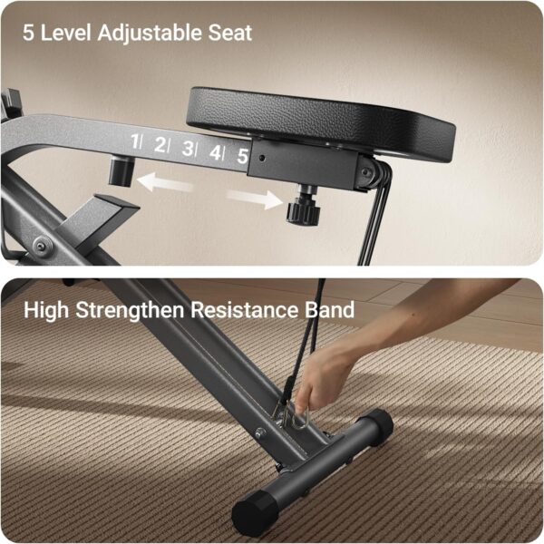 UMAY Squat Machine for Home, Foldable Exercise Equipment, Squat Rowing Machine with 5-Level Adjustable Seat
