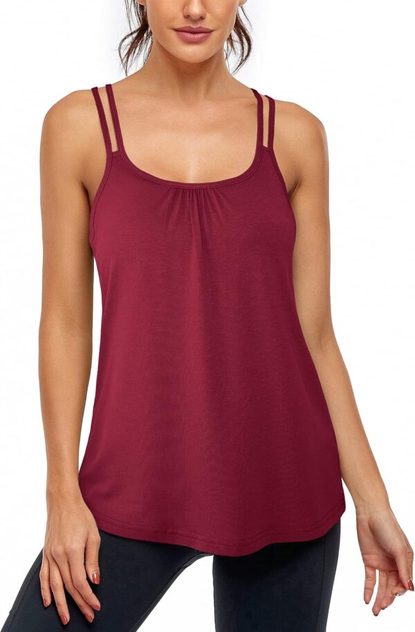 Hibelle Women's Workout Yoga Racerback Tank Tops with Built in Shelf Bra