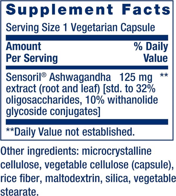 Life Extension Optimized Ashwagandha - Stress management supplement for a healthy stress response, focus, memory, stress relief - vegetarian, gluten-free, non-GMO, 60 capsules