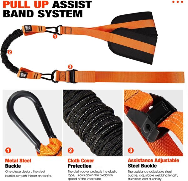 Pull Up Assistance Bands, Heavy Duty Resistance Band for Pull Up Bar, Adjustable Weight/Size with Fabric Feet/Knee Rest, Bands for Pull Up Assist for Strength Training, Patented Pull Up Assist Band