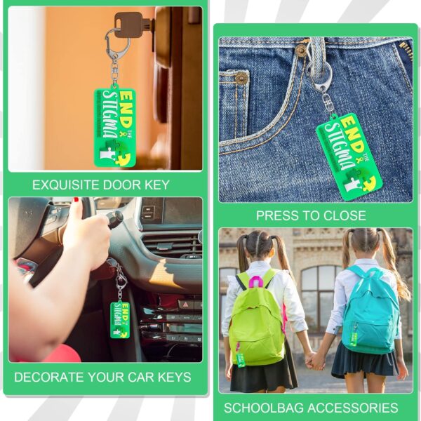Yinkin End the Stigma Mental Health Awareness Key Chains Inspirational Gifts Green Ribbon Jewelry for Men Women Support