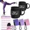 Ankle Resistance Bands with Cuffs, Ankle Bands for Working Out, Ankle Band Cuff for Kickbacks Hip, Leg Glute Exercise Equipment with Training Poster, Resistance Band with Ankle Cuffs for Women