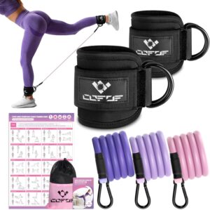Ankle Resistance Bands with Cuffs, Ankle Bands for Working Out, Ankle Band Cuff for Kickbacks Hip, Leg Glute Exercise Equipment with Training Poster, Resistance Band with Ankle Cuffs for Women
