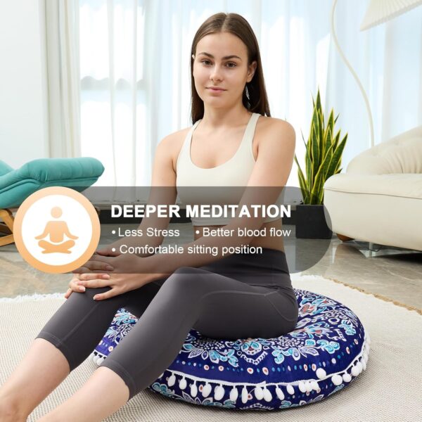 32 in Meditation Floor Cushion, Round Large Floor Pillow for Adult, Yoga Pillows for Sitting on Floor, Madala, Memory Foam Filling