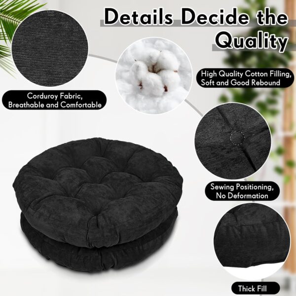 Jerify Round Floor Pillows Cushions 22 x 22 Inch Meditation Floor Pillow Large Floor Pillow for Kids Adults Meditation Cushion Large Pillows for Floor Seating Gift for Christmas (Black,6 Pcs)