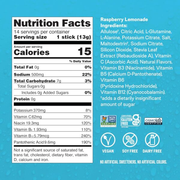 Liquid I.V.® Hydration Multiplier Sugar Free – Raspberry Lemonade | Electrolyte Powder Drink Mix | 1 Pack (14 Servings)